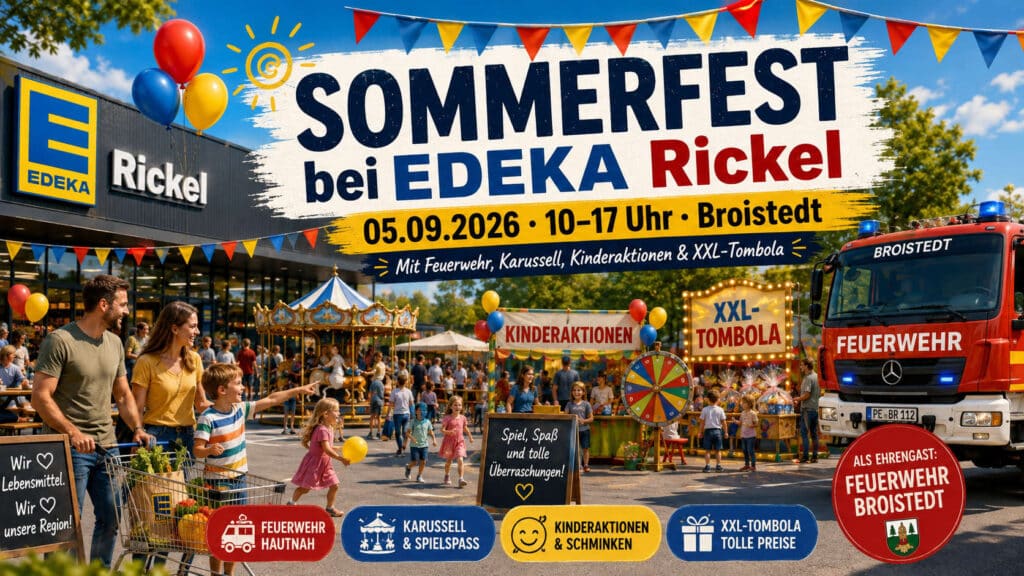 Sommerfest Broistedt 2026 bei EDEKA Rickel in Broistedt am 05.09.2026